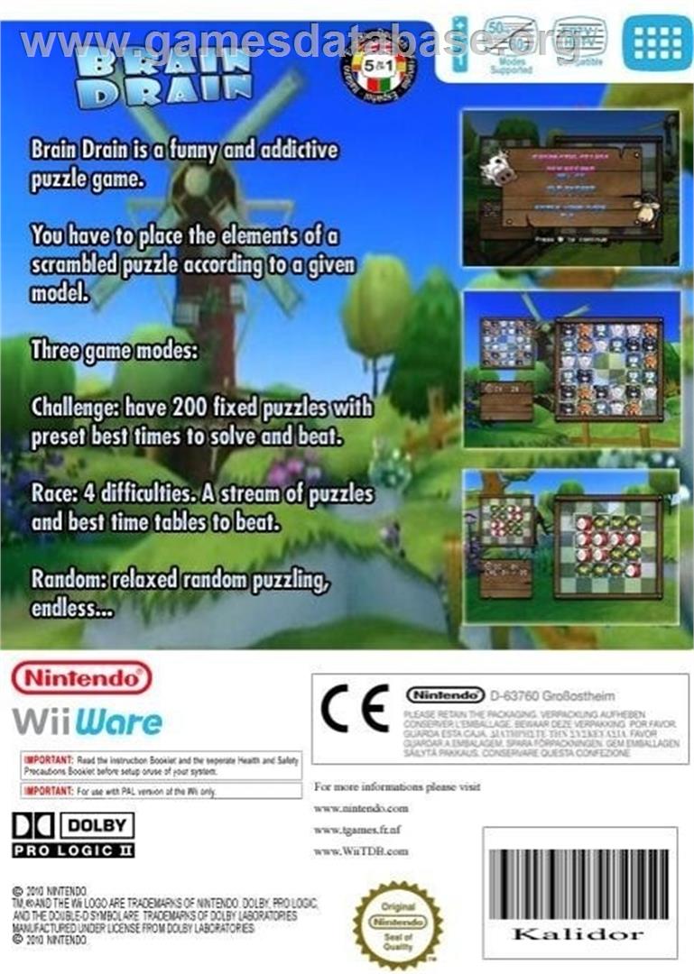 Brain Drain - Nintendo Wii - Artwork - Box Back